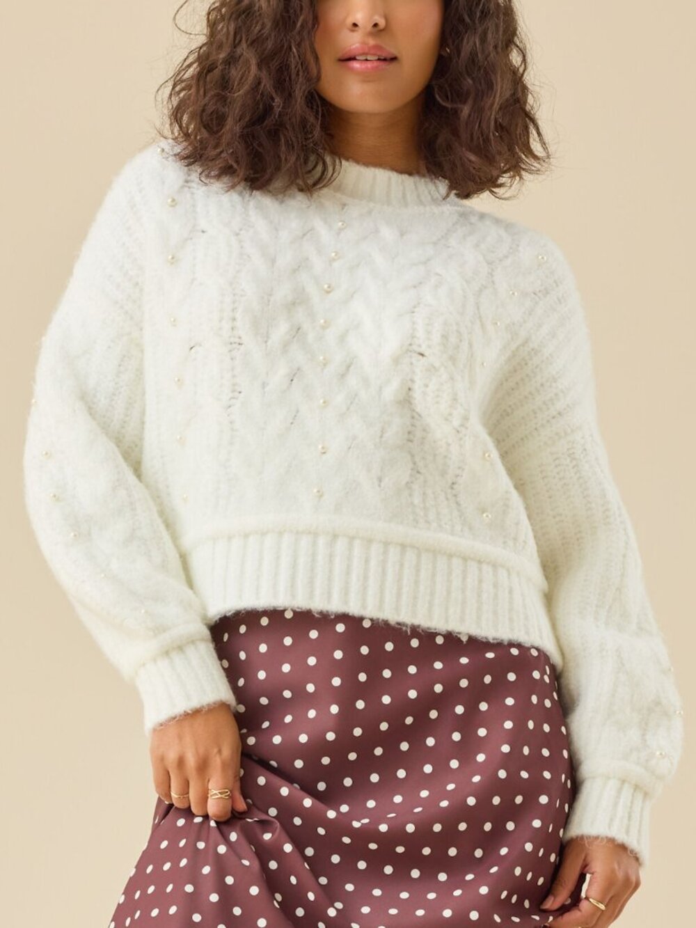 NWT Altar'd State Pearl Embellished Sweater Size L